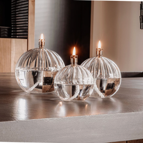 Boule striée - Lampe à huile - S