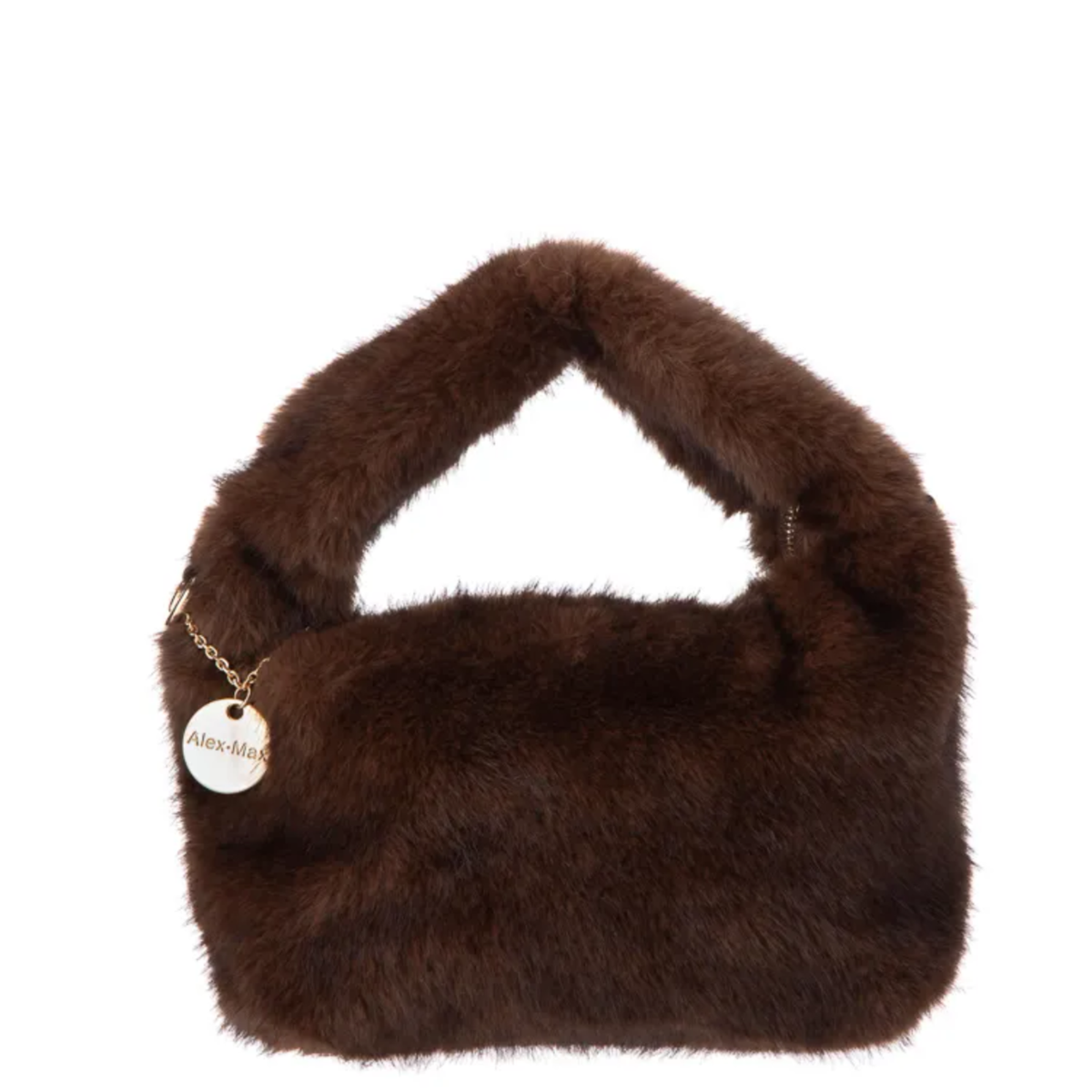 Sac bourse en fausse fourrure chocolat