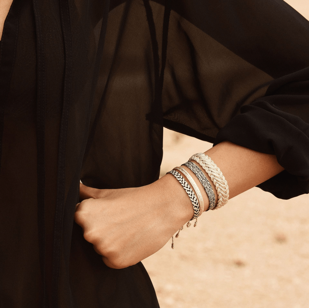 Bracelet Ania n°2 – Peach & Silver Ebony