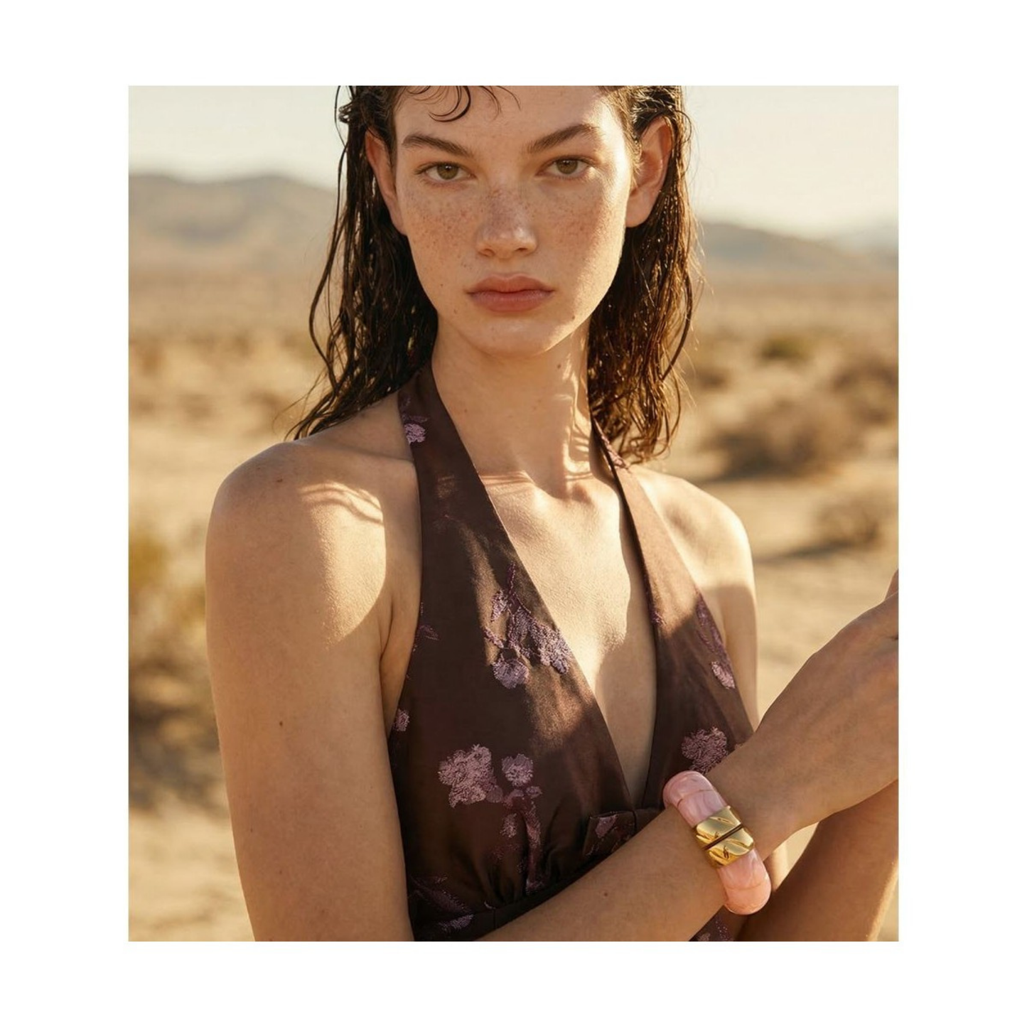 Bracelet manchette rose