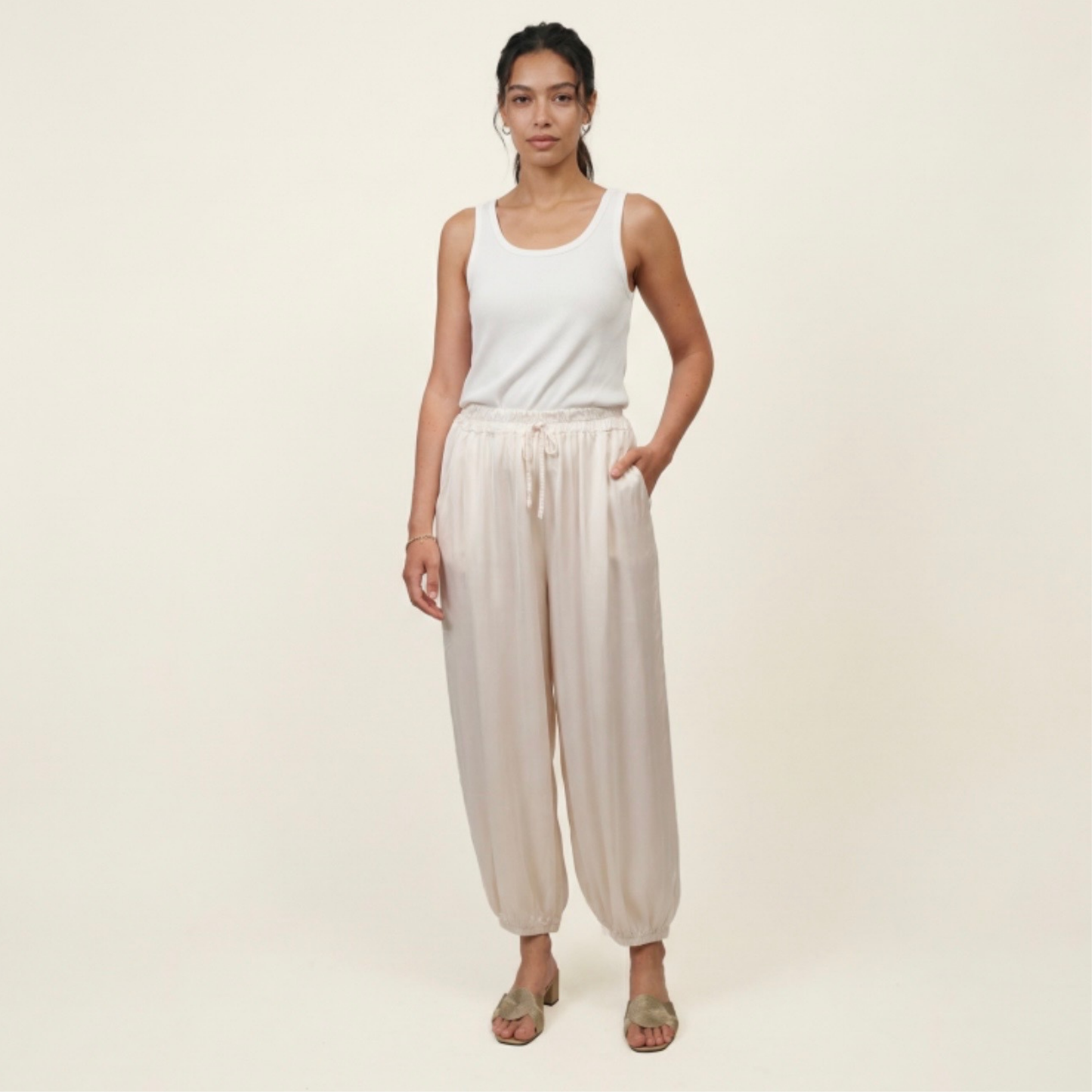 Pantalon satiné rose
