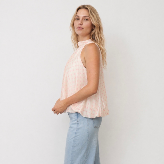 Top boule pois rose