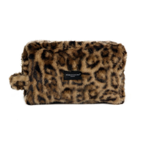 Pochette fausse fourrure léopard