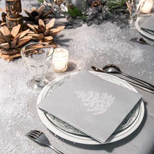 Serviette Sapin Roi des Forêts Argent