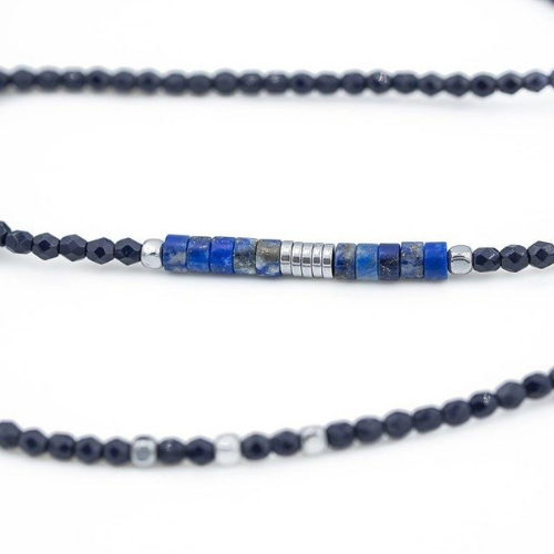 Collier et Bracelet 6 tours NADÈGE Navy Blue