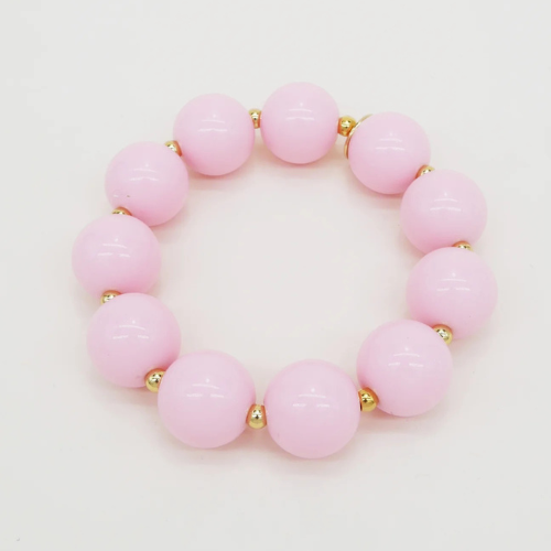 Bichou Perles Colorées & Dorées – Rose pâle