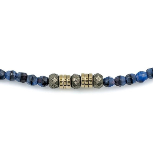 Collier et Bracelet 6 tours GABRIELLE Denim Marbré