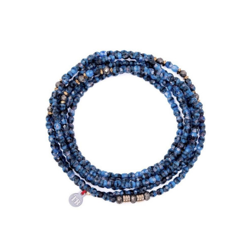 Collier et Bracelet 6 tours GABRIELLE Denim Marbré