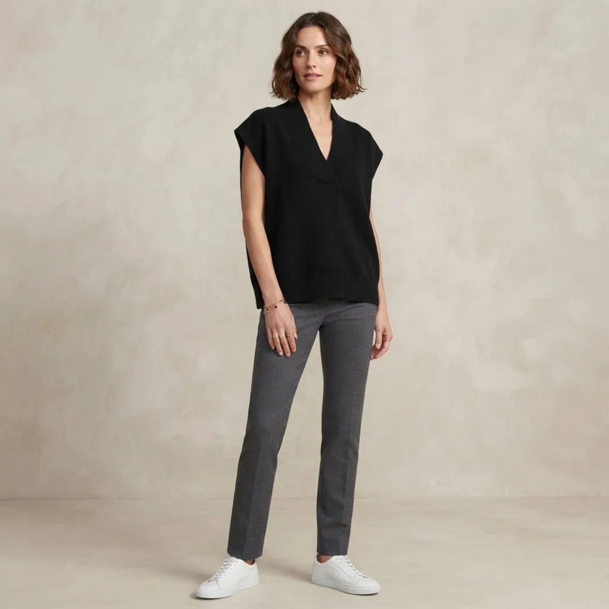Pull sans manche torsade