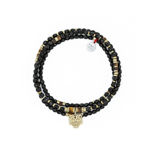 Collier et Bracelet 3 tours ROCKY - Brun