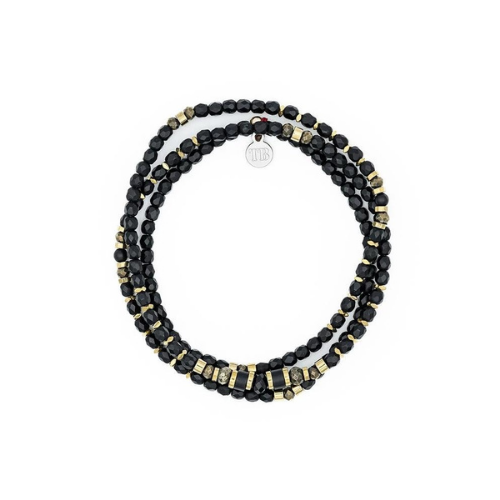 Collier et Bracelet 3 tours Zuri - Noir Mat