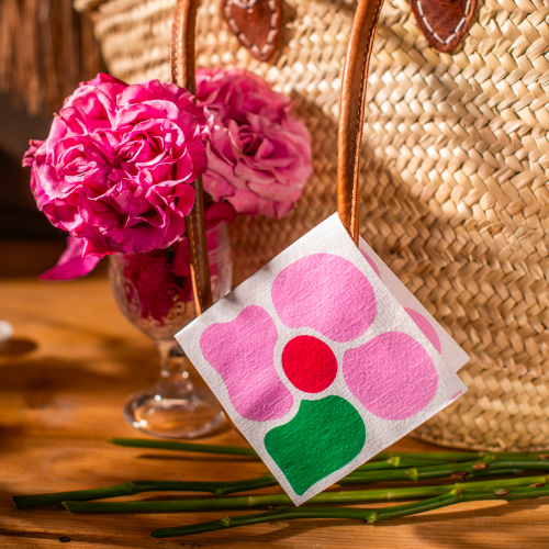 Serviette fleur pop rose
