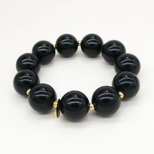 Bichou Perles Colorées & Dorées – Noir