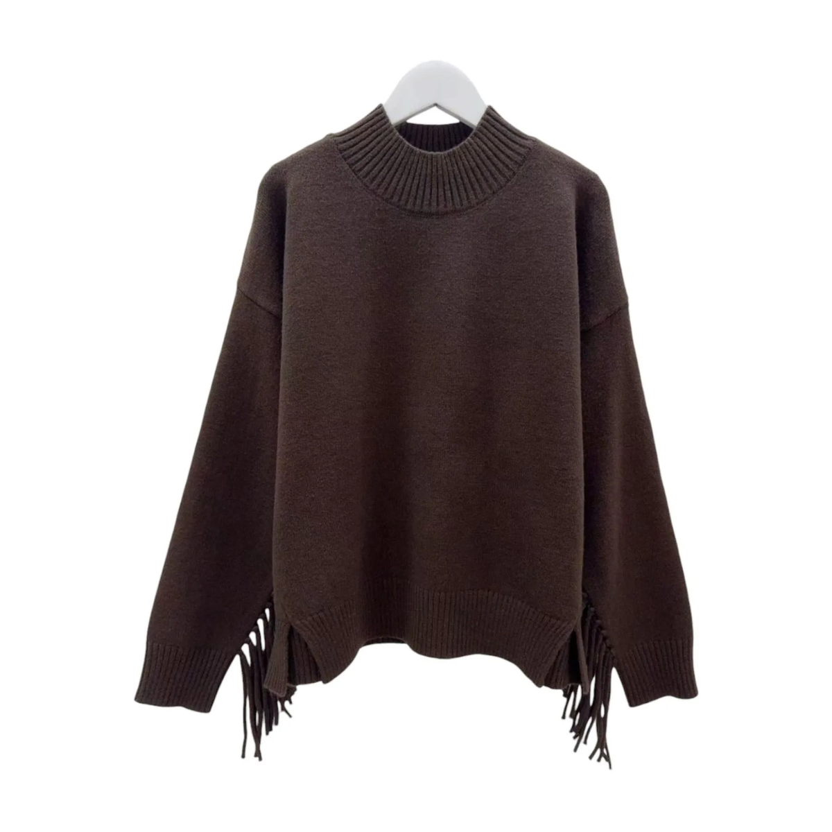 Pull à franges chocolat