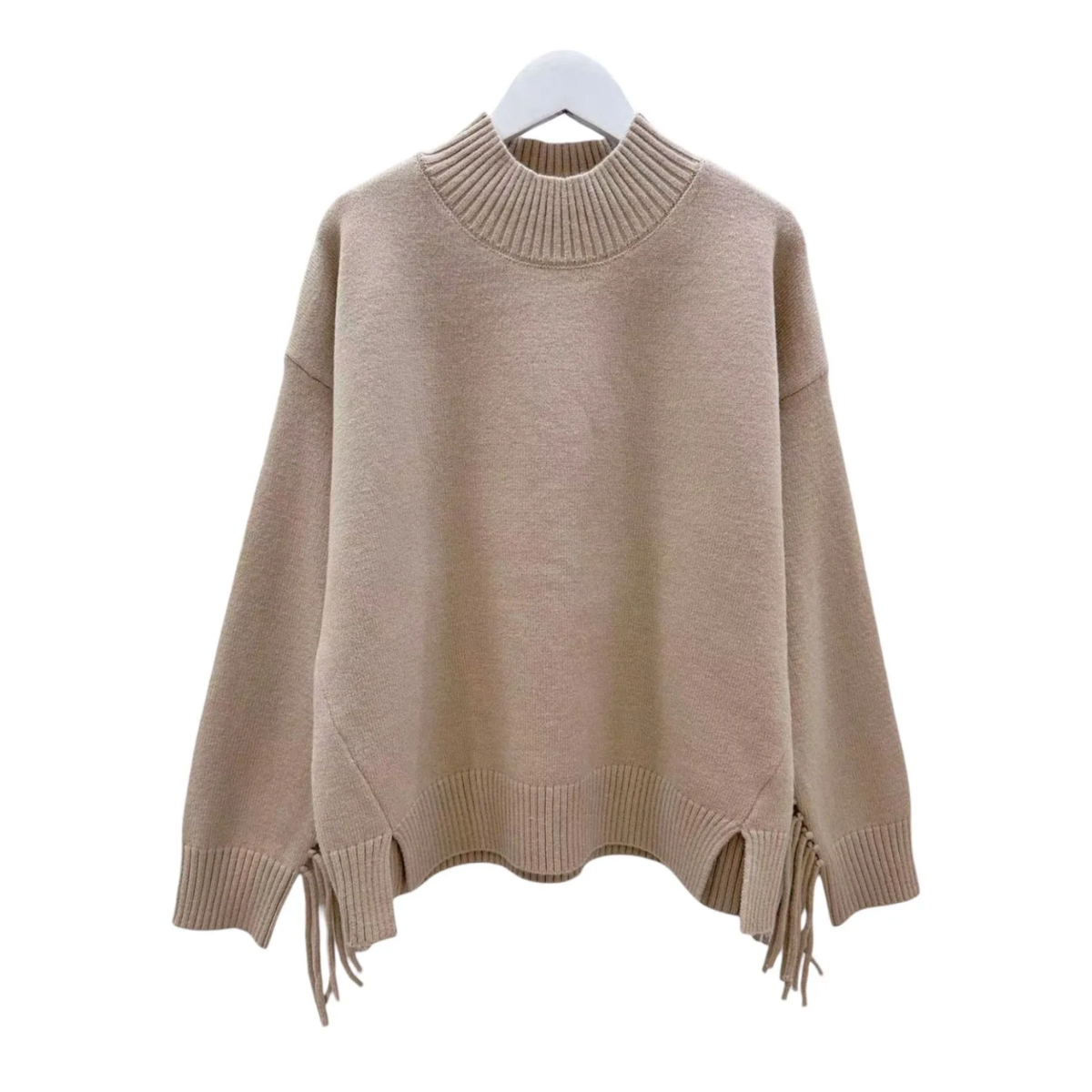 Pull à franges beige