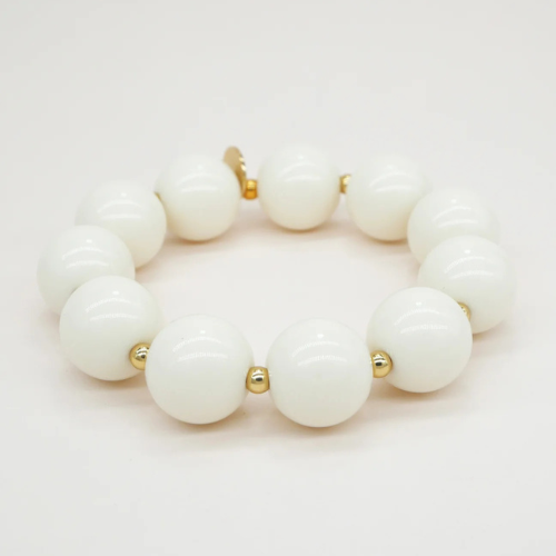 Bichou Perles Colorées & Dorées – Blanc