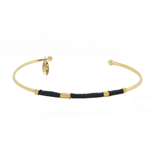 JONC SUMMER NOIR DORÉ OR FIN 24K
