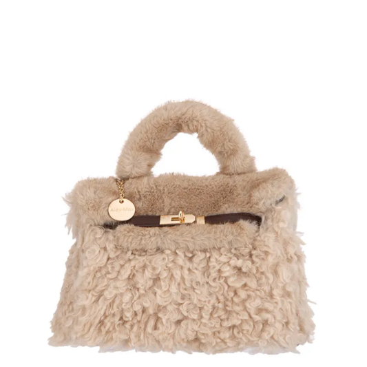 Sac en fausse fourrure beige
