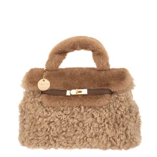 Sac en fausse fourrure taupe