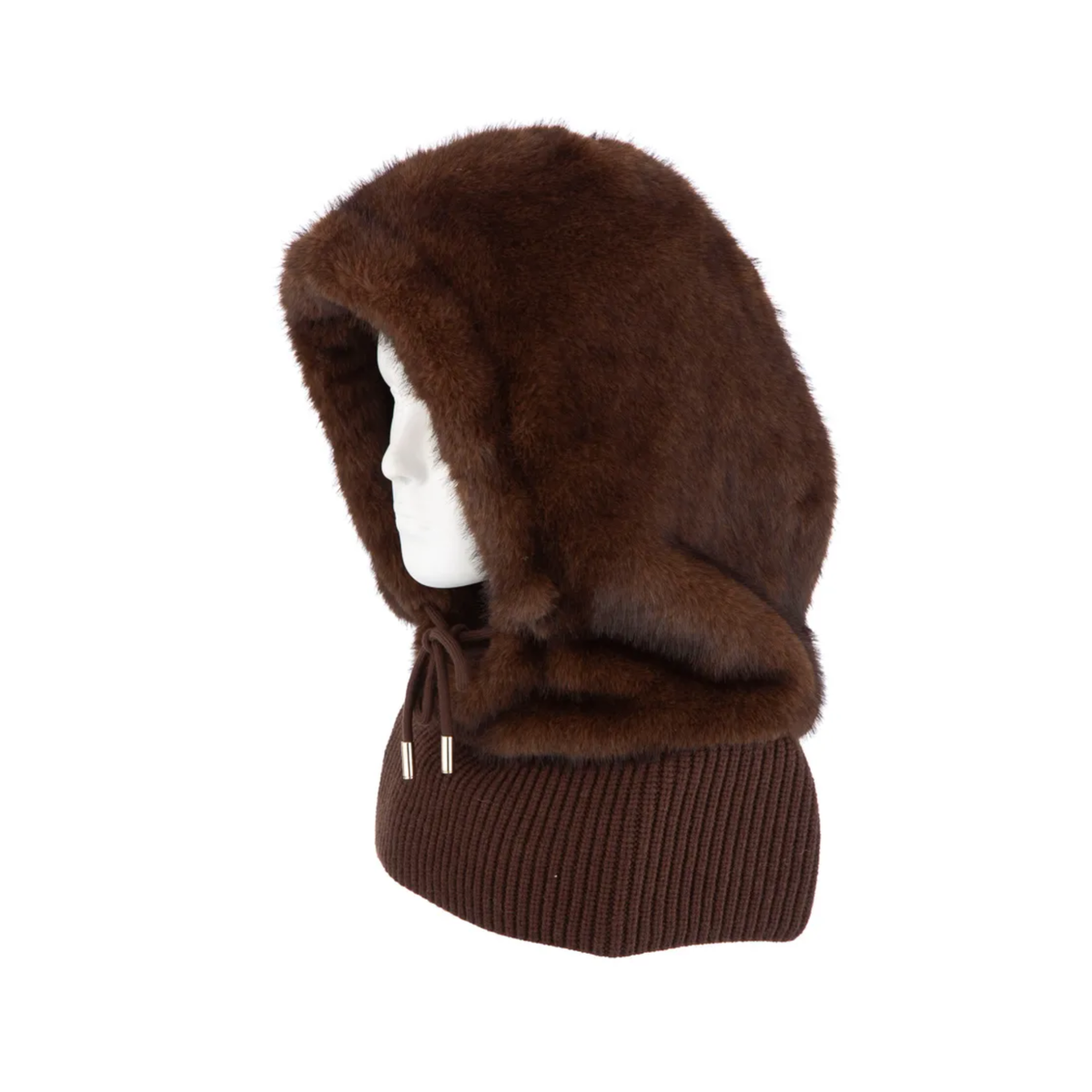 Cagoule en fausse fourrure chocolat
