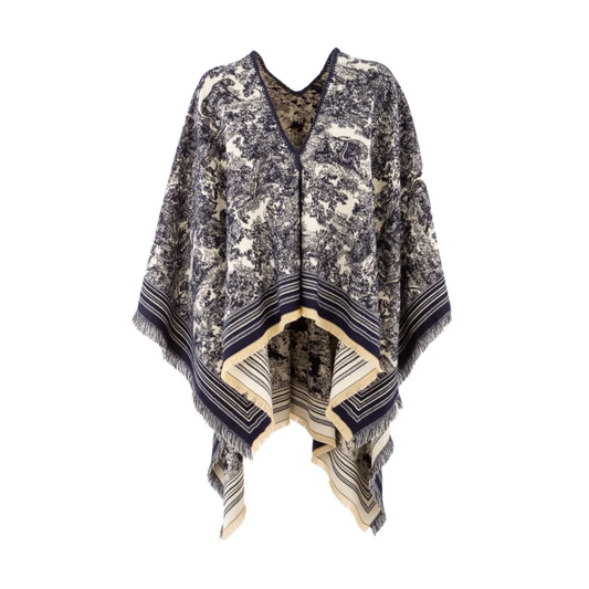 Poncho Toile de Jouy bleu
