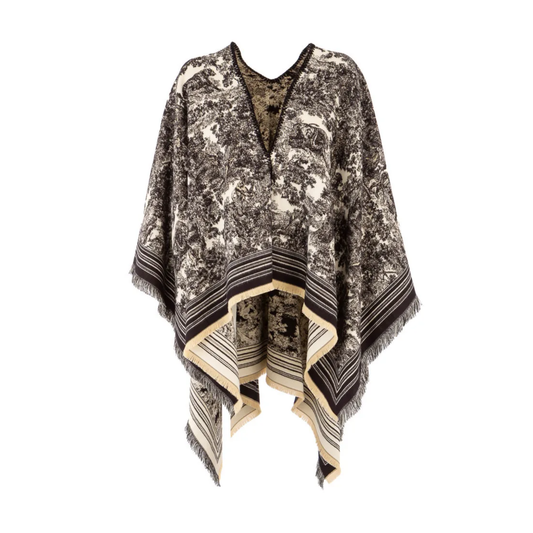 Poncho Toile de Jouy noir