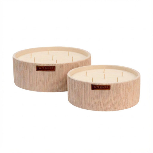 Bougie plate striée Blanche L