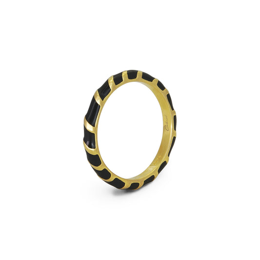 Bague Anneau Aimée en Vermeil et Laque Noire