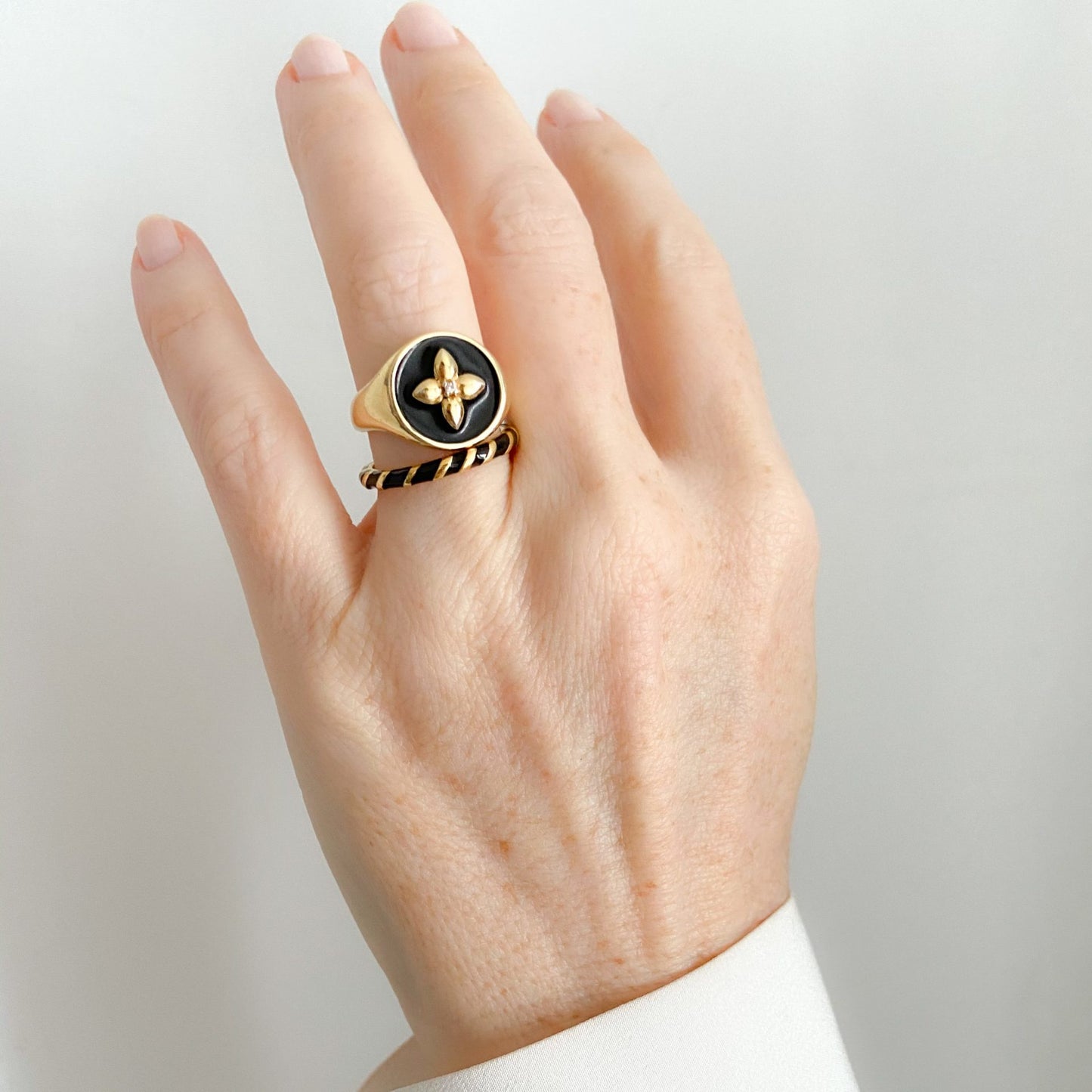 Bague Anneau Aimée en Vermeil et Laque Noire