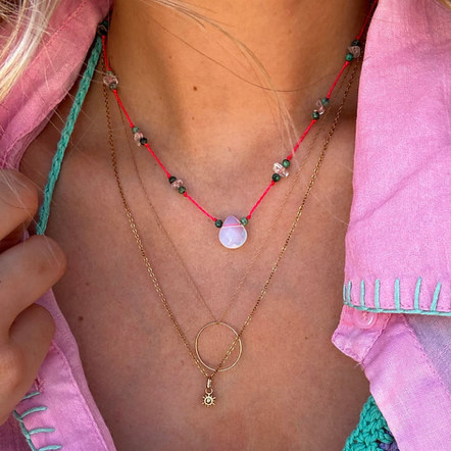 Collier Candy Drop - Flamingo — vue de face — Sophie et Ju