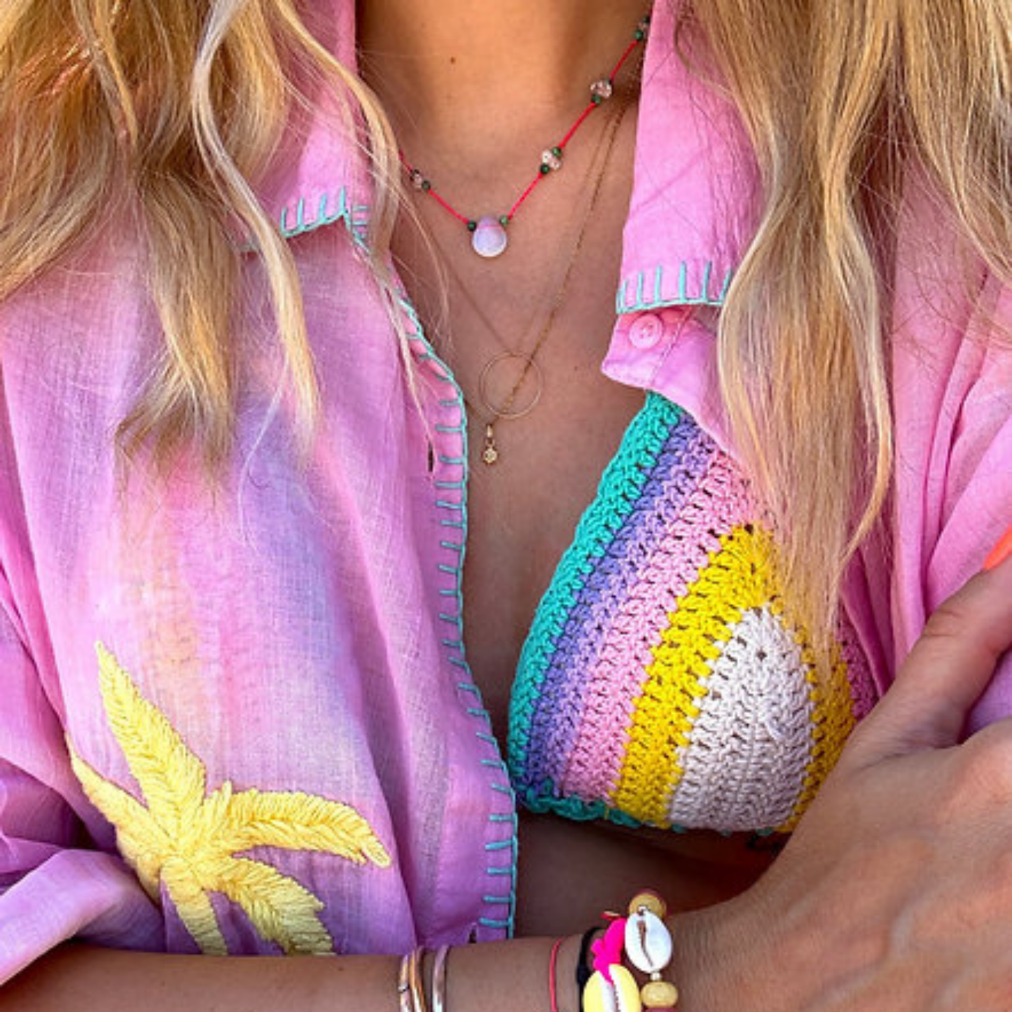 Collier Candy Drop - Flamingo — detail — Sophie et Ju
