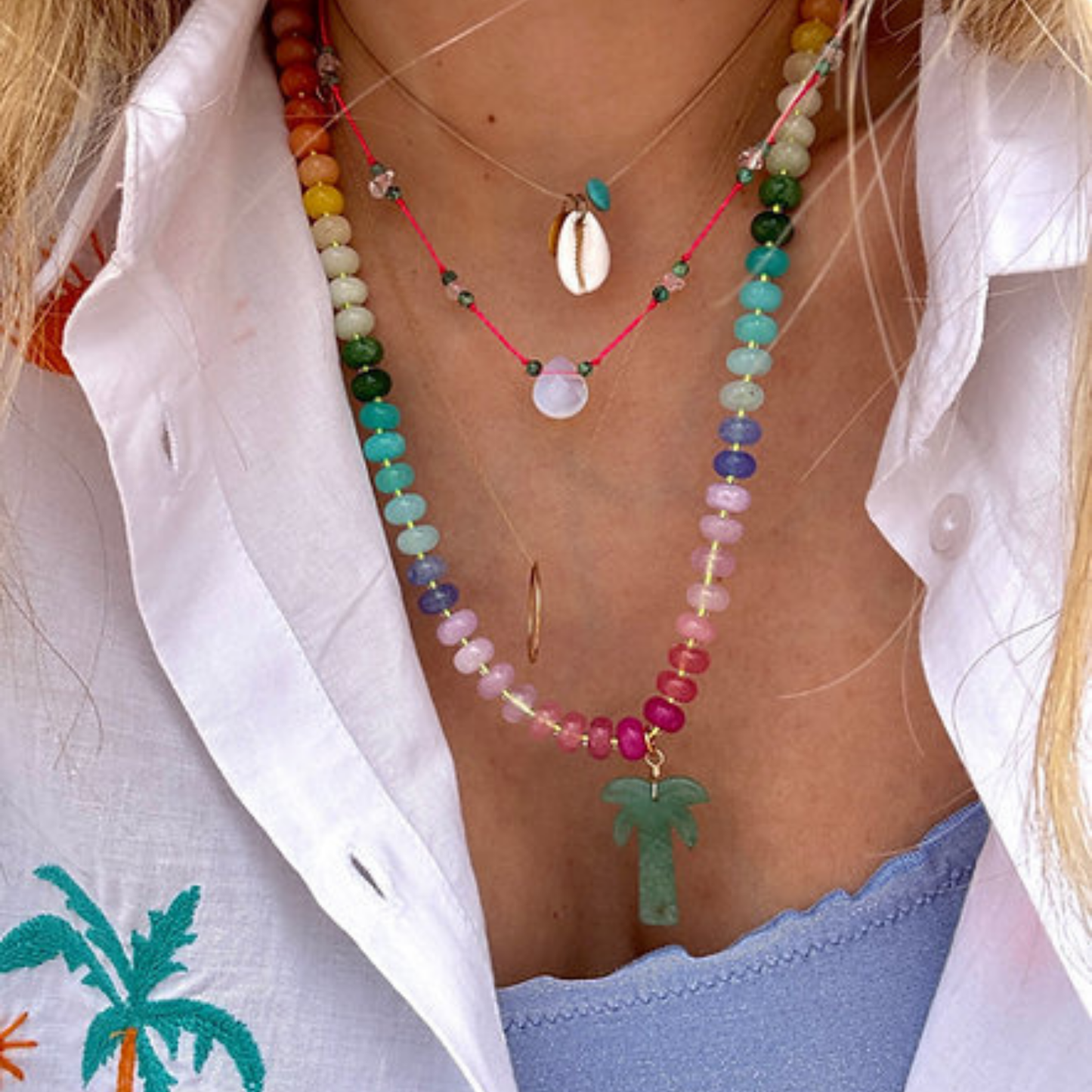 Collier Candy Drop - Flamingo — zoom detail — Sophie et Ju