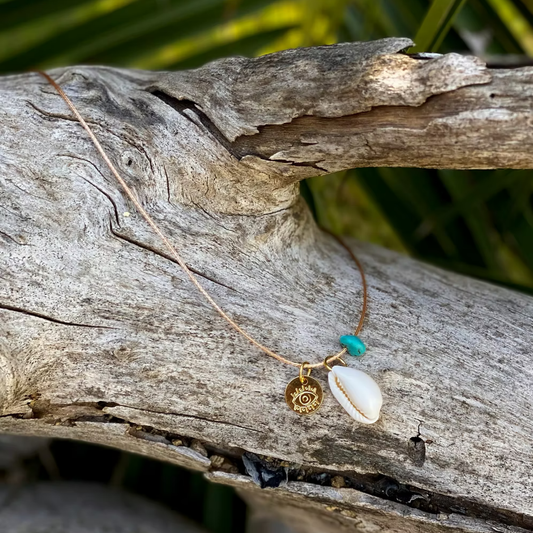 Collier fin Cowrie Turquoise