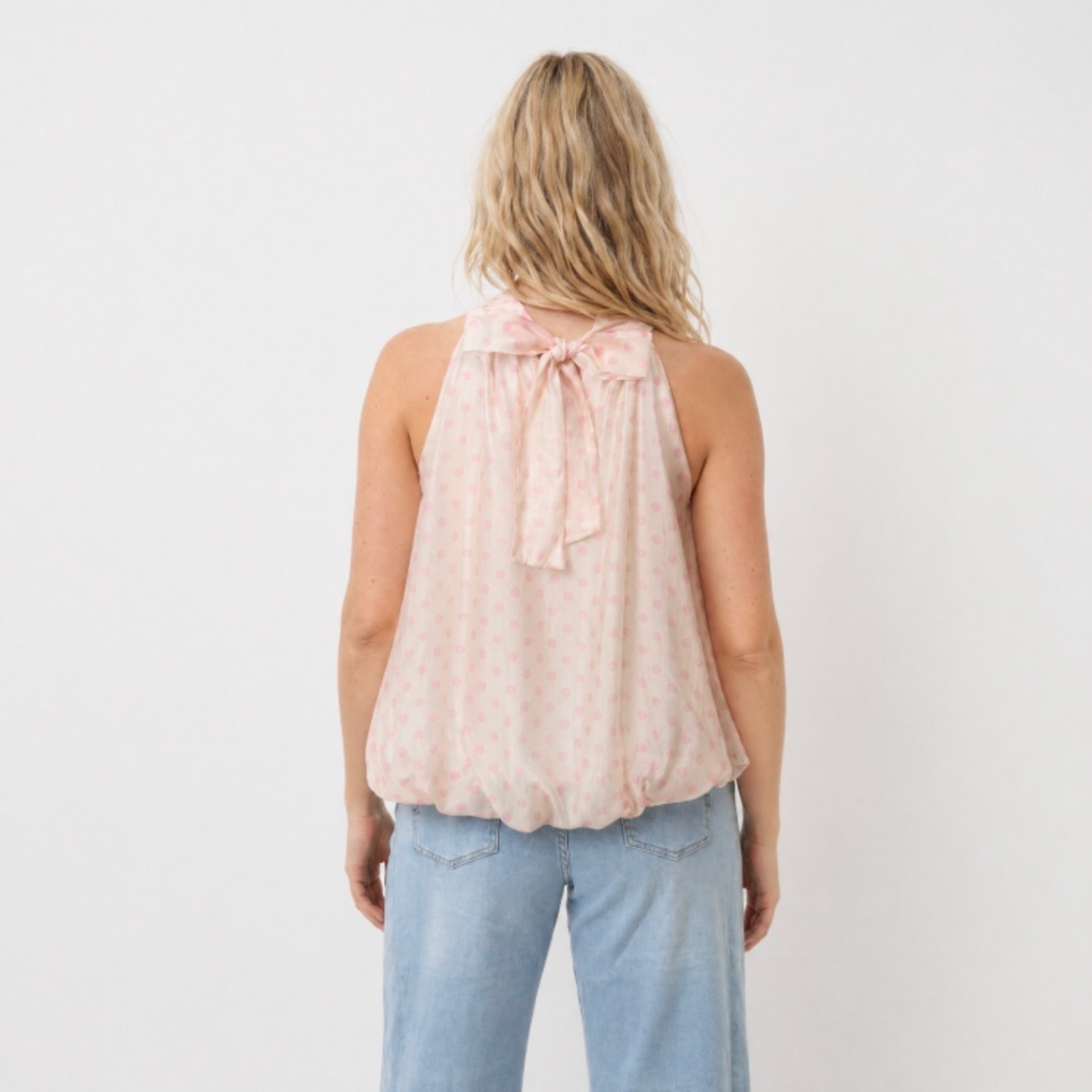 Top boule pois rose