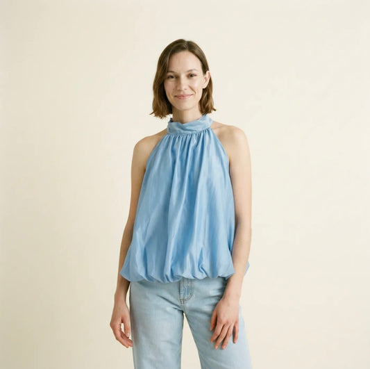 Top boule bleu ciel