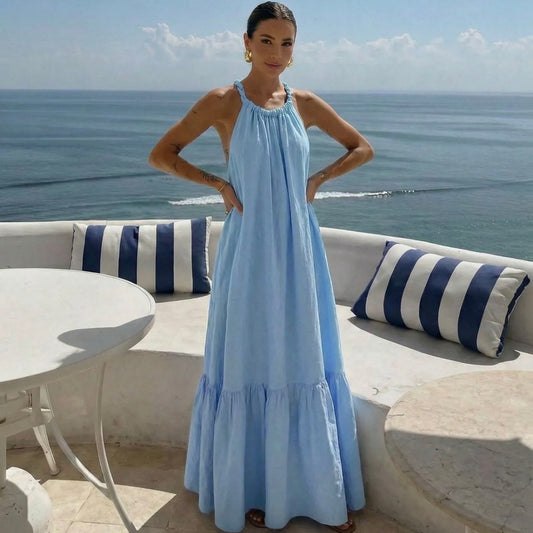 Robe longue bleu ciel