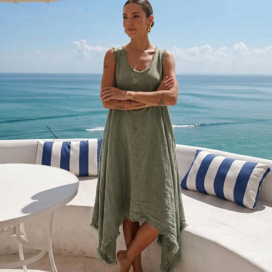 Robe asymétrique kaki