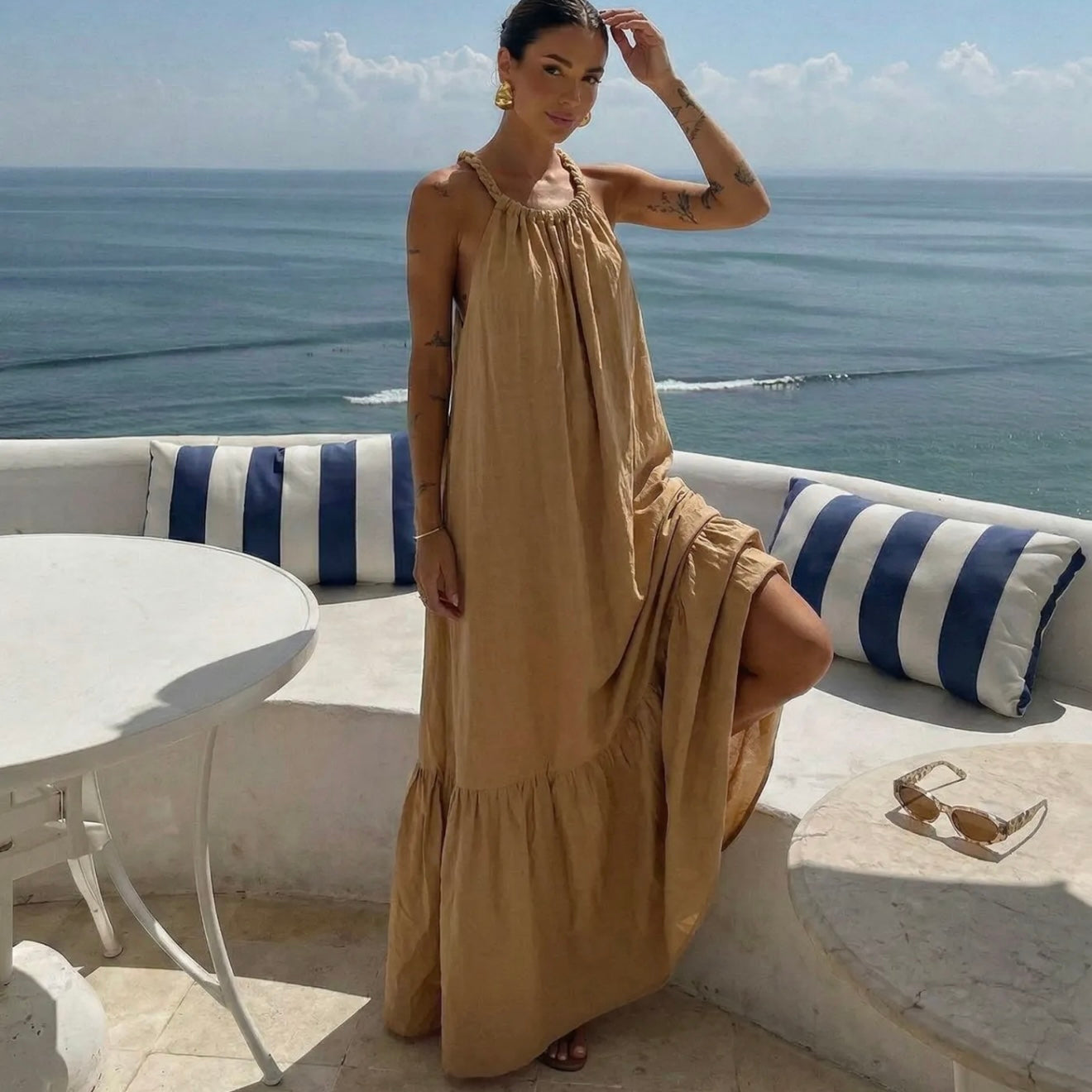 Robe longue camel