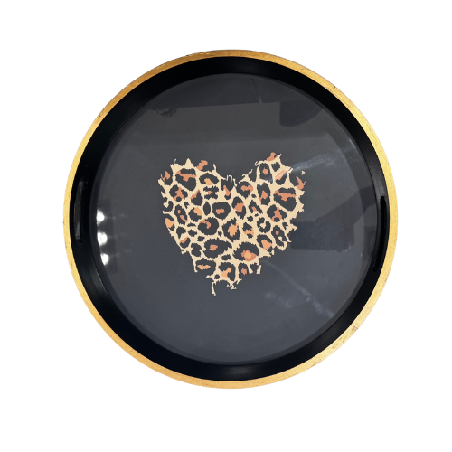 Grand plateau rond Léopard