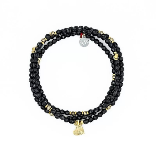 Collier et Bracelet 3 tours LOVE GOLD - Noir