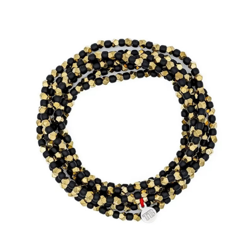 Collier et Bracelet 6 tours MAX GOLD - Noir