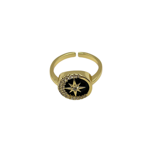 Bague Astro noir — vue de face — Sophie et Ju