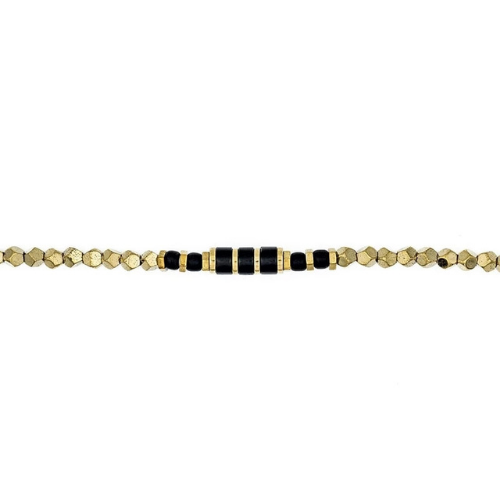 Collier et Bracelet 6 tours SANTA - Hématite Gold