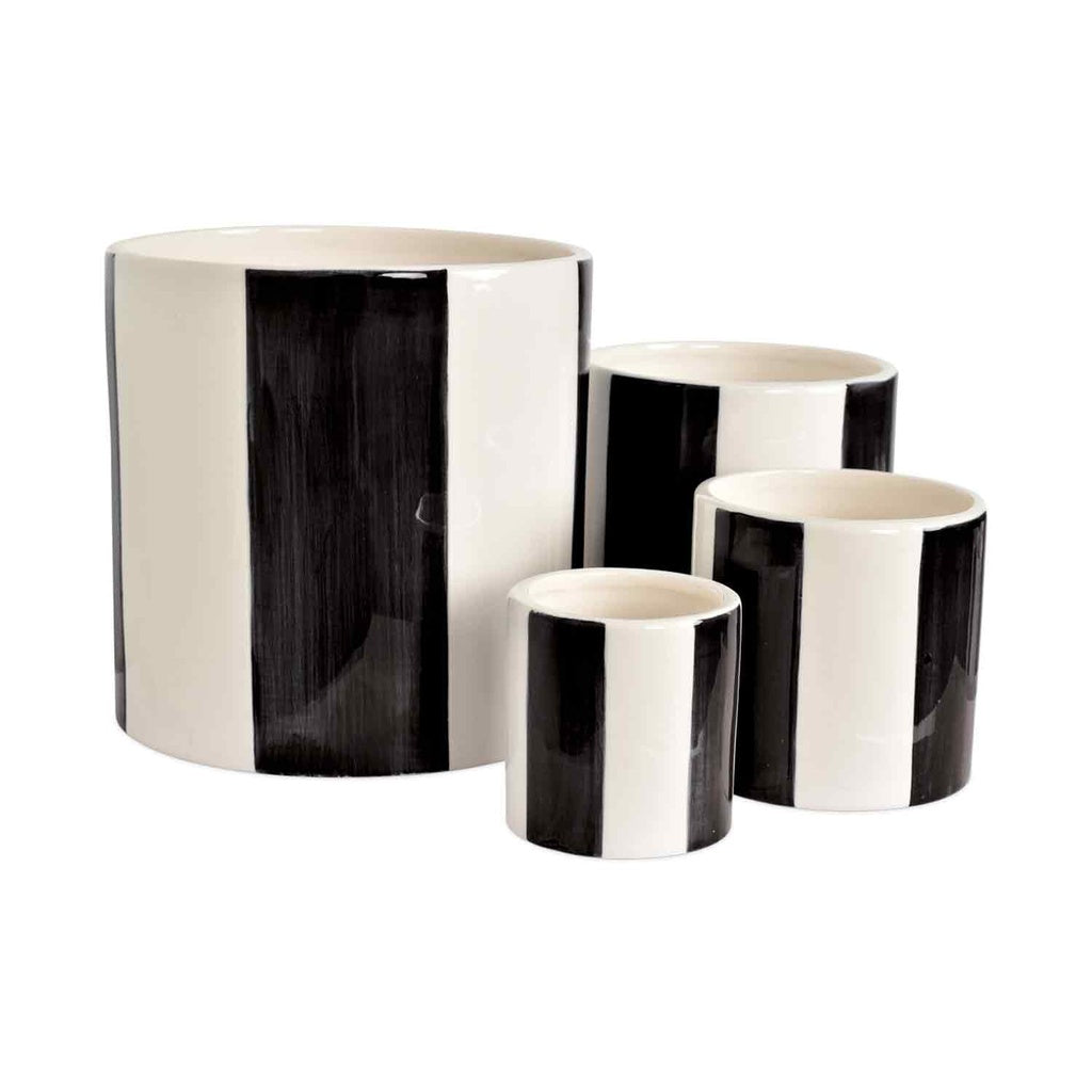 Set de 4 pots rayure noir