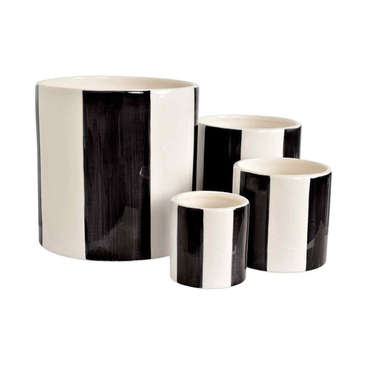 Set de 4 pots rayure noir
