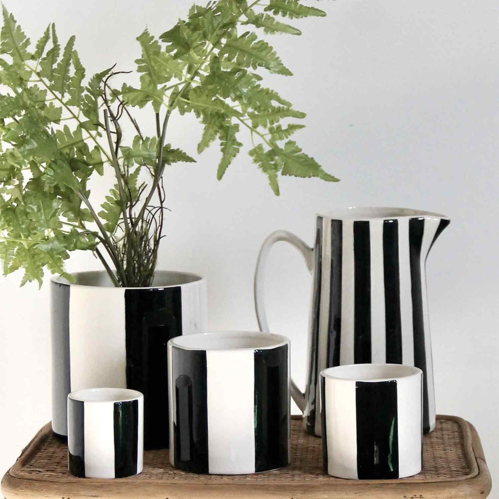 Set de 4 pots rayure noir