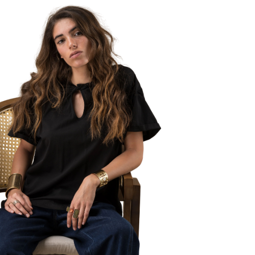 T-shirt Elisabeth Noir manches courtes