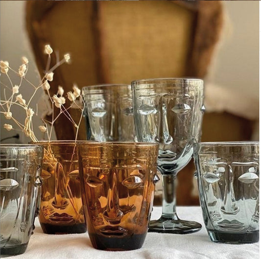 Verre à pied visage par 6