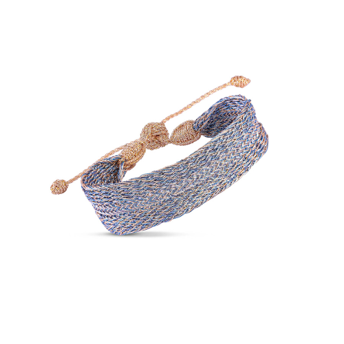 Zyn n°1 Bracelet - Peach & Silver Navy Blue